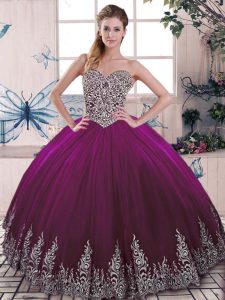 Suitable Sleeveless Lace Up Floor Length Beading and Embroidery Ball Gown Prom Dress