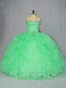  Floor Length Ball Gown Prom Dress Sweetheart Sleeveless Lace Up