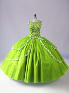  Sleeveless Beading and Appliques Zipper Quinceanera Gowns