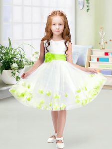 Custom Made Scoop Sleeveless Zipper Flower Girl Dresses for Less White Tulle