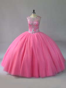  Pink Sleeveless Beading Sweet 16 Quinceanera Dress