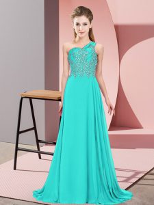 Excellent Sleeveless Beading Side Zipper Prom Evening Gown