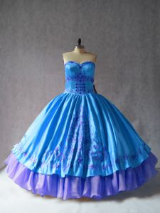 Super Sleeveless Embroidery Lace Up Quinceanera Dress