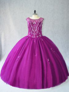  Sleeveless Beading Lace Up 15th Birthday Dress