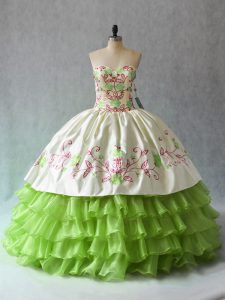Flirting Ruffled Layers Ball Gown Prom Dress Green Lace Up Sleeveless Floor Length