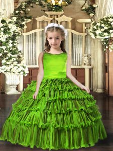 Trendy Olive Green Sleeveless Lace Up Kids Formal Wear for Party and Sweet 16 and Wedding Party