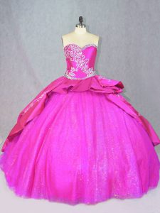 Glamorous Sleeveless Court Train Lace Up Beading and Embroidery Sweet 16 Dress