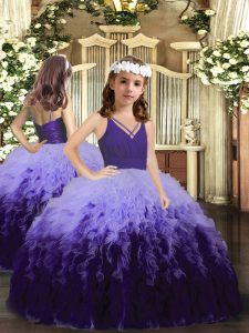 Stunning Sleeveless Zipper Floor Length Ruffles Girls Pageant Dresses