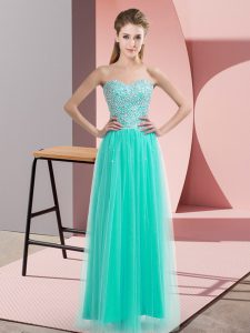  Turquoise Evening Dress Prom and Party with Beading Sweetheart Sleeveless Lace Up