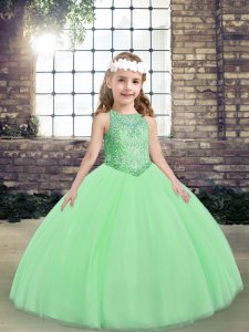 Dramatic Sleeveless Tulle Lace Up Kids Formal Wear for Party and Wedding Party