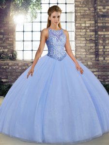 Sophisticated Sleeveless Lace Up Floor Length Embroidery 15 Quinceanera Dress