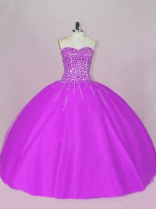  Tulle Sleeveless Floor Length Quinceanera Dresses and Beading