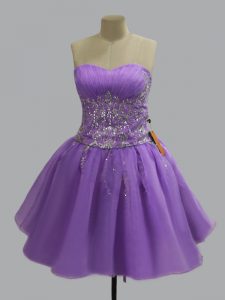 Lavender Sweetheart Neckline Beading Prom Evening Gown Sleeveless Lace Up