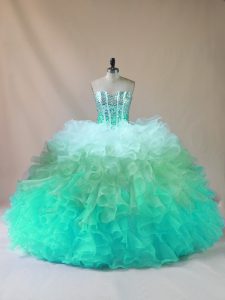 Elegant Multi-color Sleeveless Floor Length Beading and Ruffles Lace Up Sweet 16 Dresses