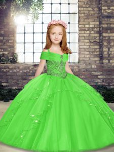 Enchanting Little Girls Pageant Dress Wholesale Party and Sweet 16 and Wedding Party with Beading Straps Sleeveless Lace Up