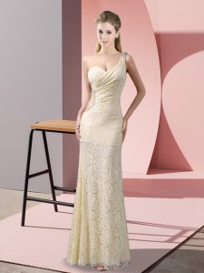 Noble Champagne Sleeveless Lace Criss Cross for Prom and Party