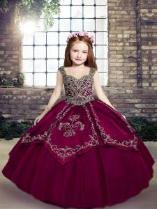 Custom Made Floor Length Ball Gowns Sleeveless Fuchsia Child Pageant Dress Lace Up