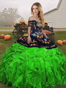 Enchanting Sleeveless Embroidery and Ruffles Lace Up 15th Birthday Dress