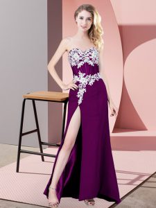 On Sale Eggplant Purple Sleeveless Lace and Appliques Prom Party Dress