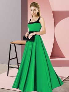  Sleeveless Floor Length Belt Zipper Quinceanera Dama Dress with Green