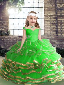 Beautiful High Low Lace Up Kids Pageant Dress for Party and Wedding Party with Beading and Ruching