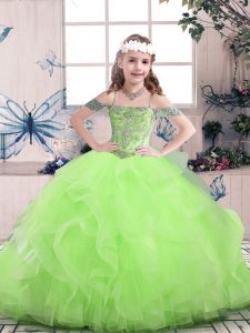 Gorgeous Sleeveless Tulle Lace Up Pageant Gowns For Girls for Party and Sweet 16 and Wedding Party