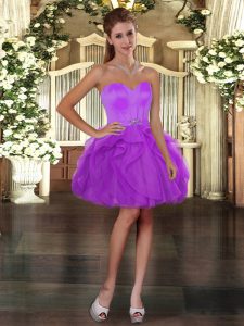  Mini Length Purple Prom Dresses Sweetheart Sleeveless Lace Up