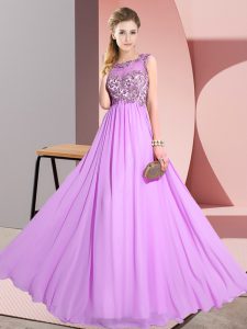  Scoop Sleeveless Backless Court Dresses for Sweet 16 Lilac Chiffon