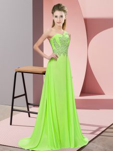 Edgy Floor Length Side Zipper Evening Dress for Prom and Party with Beading