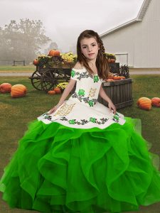  Floor Length Ball Gowns Sleeveless Little Girls Pageant Gowns Lace Up