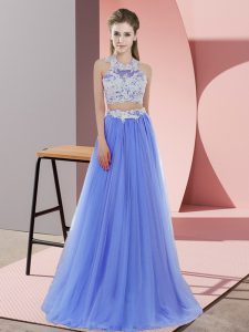  Halter Top Sleeveless Tulle Quinceanera Court of Honor Dress Lace Zipper