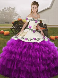  Sleeveless Lace Up Floor Length Embroidery and Ruffled Layers Sweet 16 Dresses