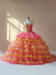  Sleeveless Lace Up Beading and Ruching Sweet 16 Quinceanera Dress