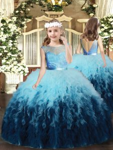 Fashion Multi-color Scoop Backless Ruffles Child Pageant Dress Sleeveless