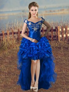 Cheap Sleeveless Embroidery and Ruffles Lace Up Prom Party Dress