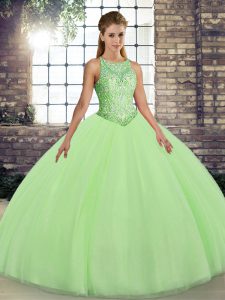 Luxurious Sleeveless Tulle Lace Up 15th Birthday Dress for Military Ball and Sweet 16 and Quinceanera
