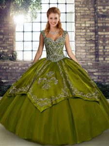 Pretty Floor Length Ball Gowns Sleeveless Olive Green Vestidos de Quinceanera Lace Up