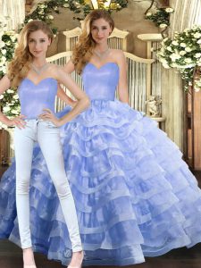  Organza Sleeveless Floor Length Quinceanera Dresses and Ruffled Layers