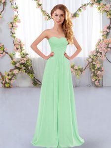Beauteous Sweetheart Sleeveless Lace Up Court Dresses for Sweet 16 Apple Green Chiffon