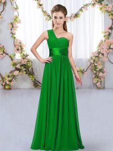  Belt Dama Dress Dark Green Lace Up Sleeveless Floor Length