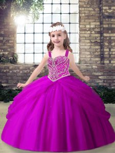  Sleeveless Lace Up Floor Length Beading and Pick Ups Girls Pageant Dresses
