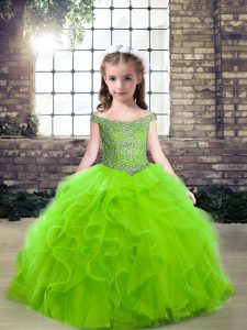 Trendy Sleeveless Tulle Zipper Child Pageant Dress for Party and Wedding Party