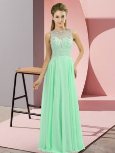  Apple Green Sleeveless Floor Length Beading Zipper Prom Evening Gown