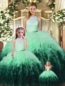 Nice Multi-color Ball Gowns Ruffles Sweet 16 Quinceanera Dress Backless Tulle Sleeveless Floor Length