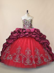 Edgy Sleeveless Brush Train Beading and Pick Ups Lace Up Quinceanera Dresses