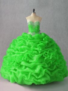 Fancy Organza Sleeveless Floor Length Quinceanera Dresses and Beading and Hand Made Flower