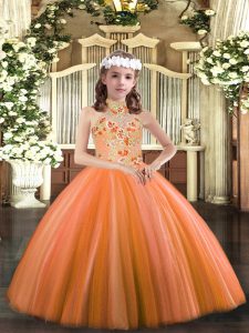  Tulle Sleeveless Floor Length Little Girls Pageant Gowns and Appliques