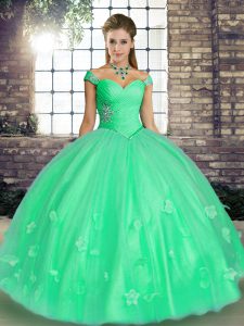Superior Sleeveless Beading and Appliques Lace Up 15th Birthday Dress