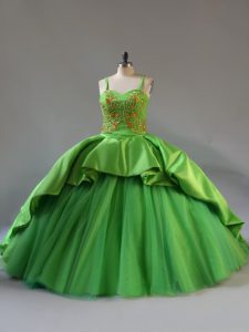Admirable Green Sleeveless Beading and Embroidery and Pick Ups Lace Up Quinceanera Dresses