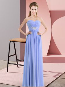  Lavender Sleeveless Floor Length Beading Zipper Prom Dresses